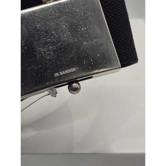 NWT JIL SANDER Mens Black Canvas Silver Buckle Adjustable Belt - Small Scratches - Picture 5 of 6